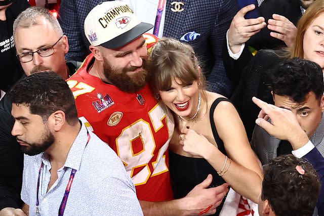 The Taylor Swift Effect Changed the Game. Taylor Swift and Travis Kelce smiling in an embrace on the field after the Chiefs won the Super Bowl.